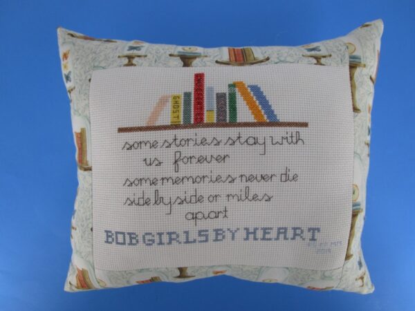 Battle Of the Books Cross Stitch Pillow