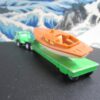 Yatming Lowboy/Low Loader Green Cabover, Trailer, and Boat - Image 6
