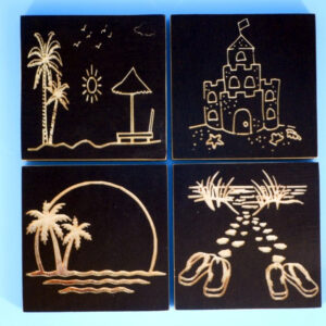 Beach Scene Beverage Coasters set of 4