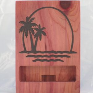 Eastern Red Cedar Phone Stand - Ocean Silhouette