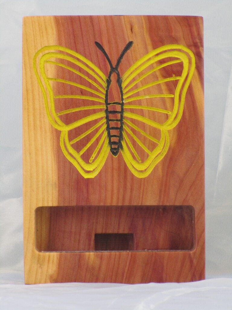 Eastern Red Cedar Phone Stand - Butterfly