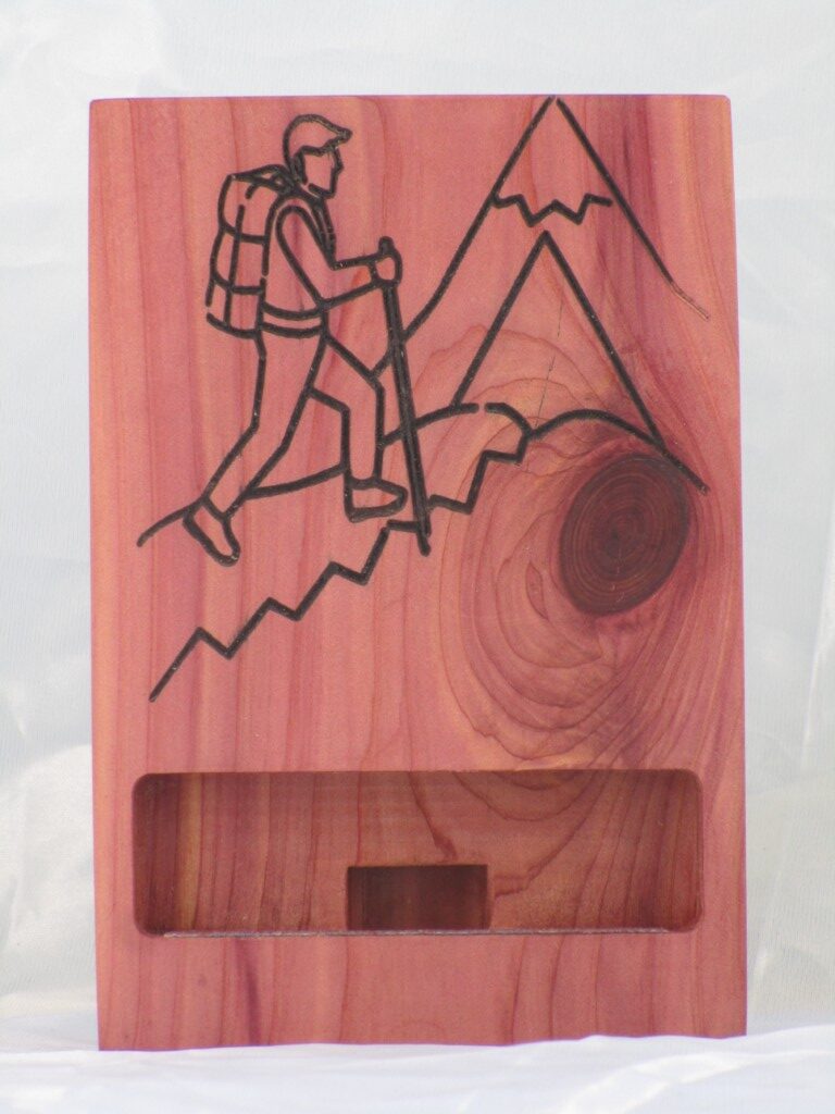 Eastern Red Cedar Phone Stand - Man hiking
