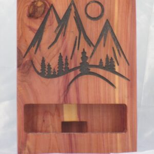 Eastern Red Cedar Phone Stand - Mountains