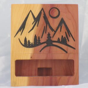 Eastern Red Cedar Phone Stand - Mountains