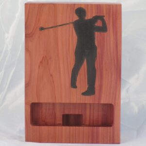 Eastern Red Cedar Phone Stand - Male Golfer