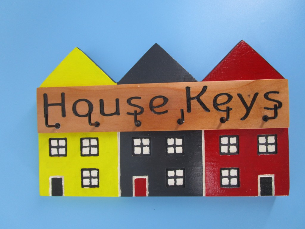 5. Handmade “House Keys” Wooden Key Holder