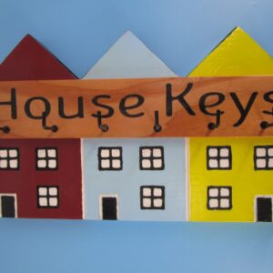 6. Handmade “House Keys” Wooden Key Holder