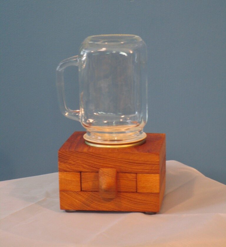 Hand Made Wooden Oak Candy Dispenser with Glass Jar - Image 6