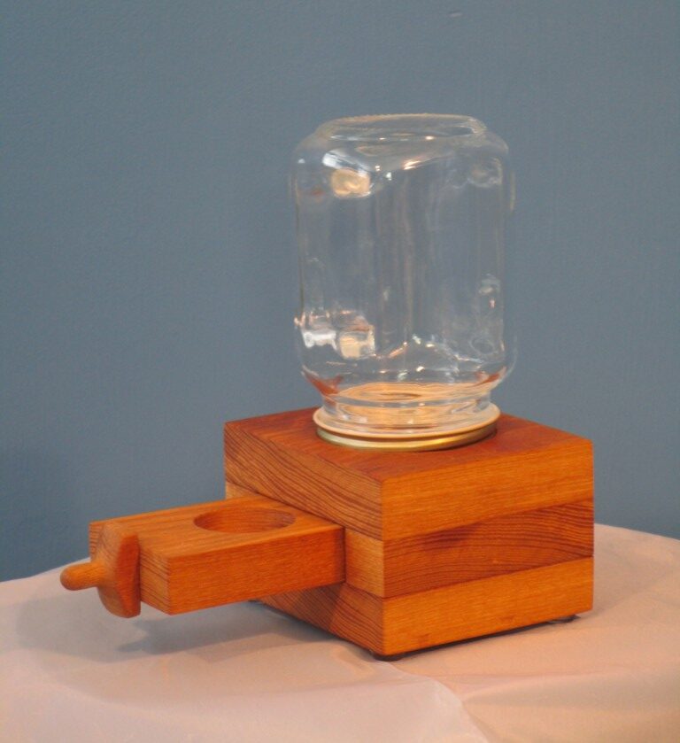 Hand Made Wooden Oak Candy Dispenser with Glass Jar - Image 5