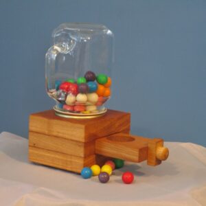 Hand Made Wooden Oak Candy Dispenser with Glass Jar