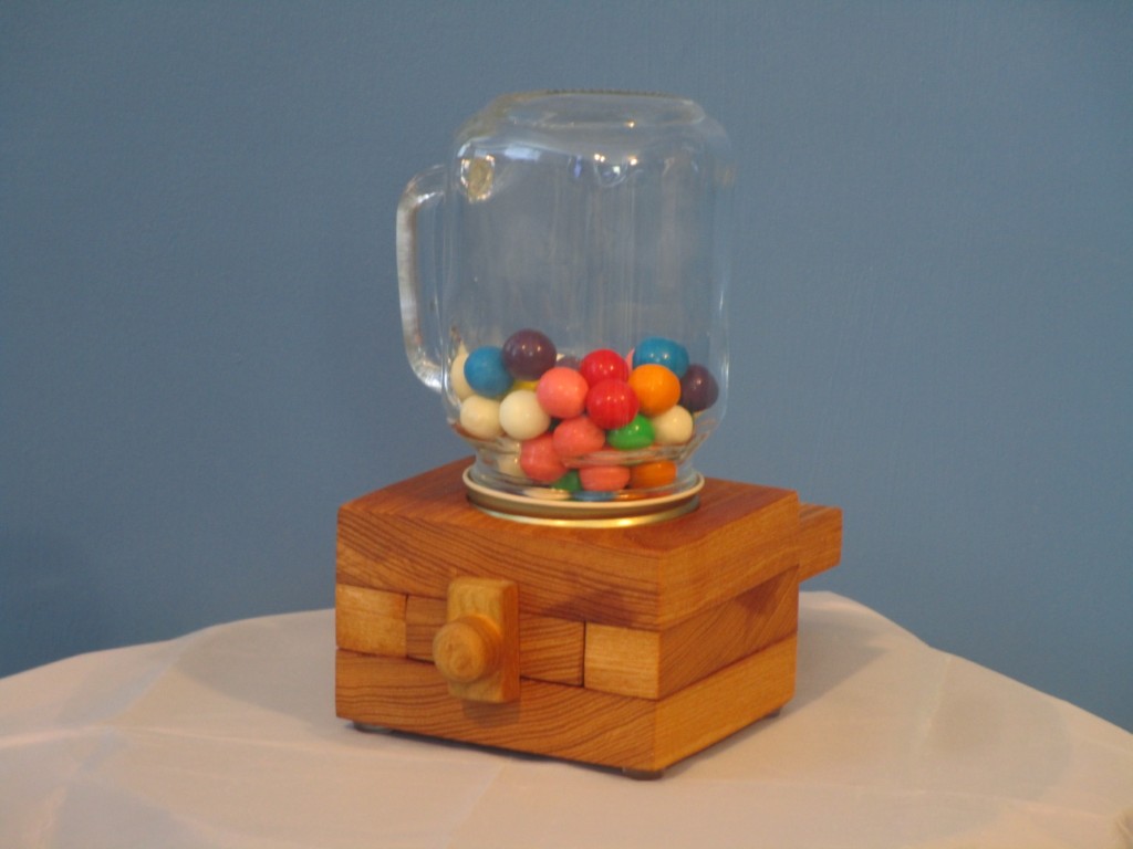 Hand Made Wooden Oak Candy Dispenser with Glass Jar - Image 9