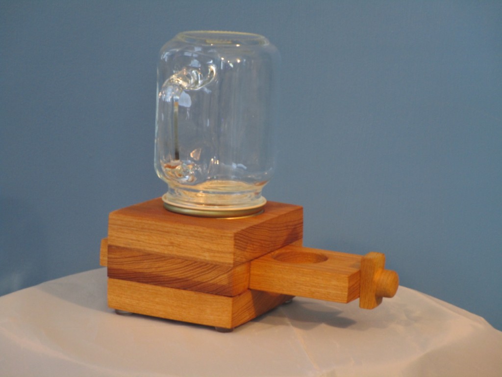 Hand Made Wooden Oak Candy Dispenser with Glass Jar - Image 3