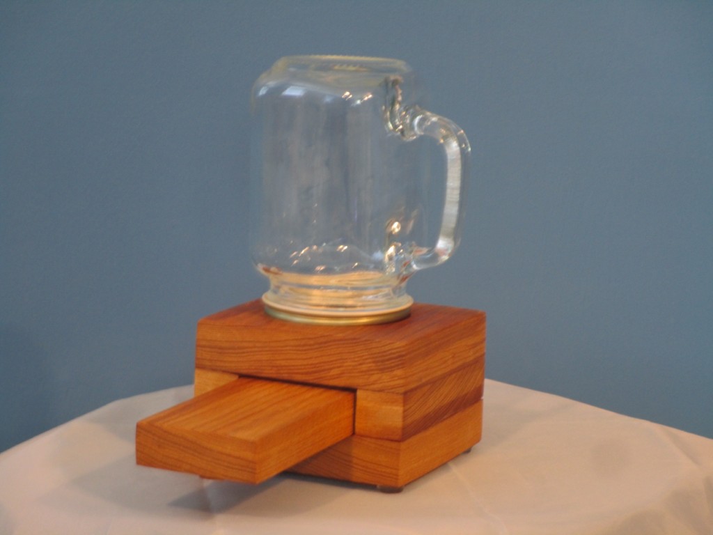 Hand Made Wooden Oak Candy Dispenser with Glass Jar - Image 4