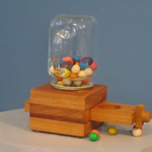 Hand Made Wooden Oak Candy Dispenser with Glass Jar