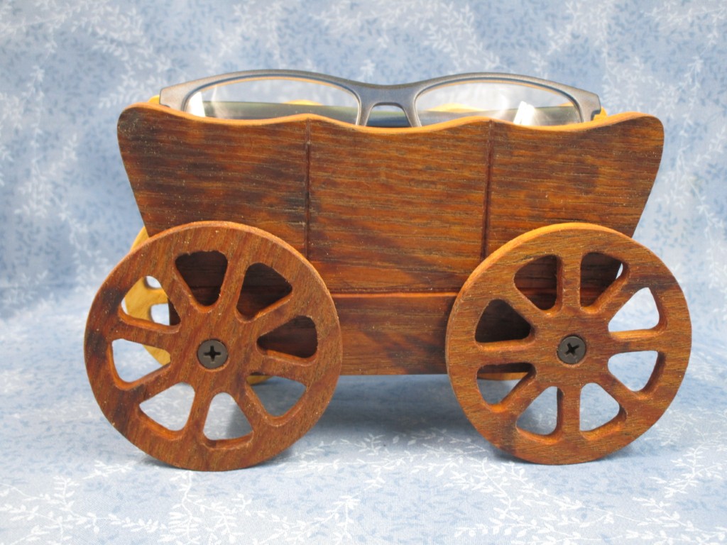 Oak Covered Wagon Eye Glass holder